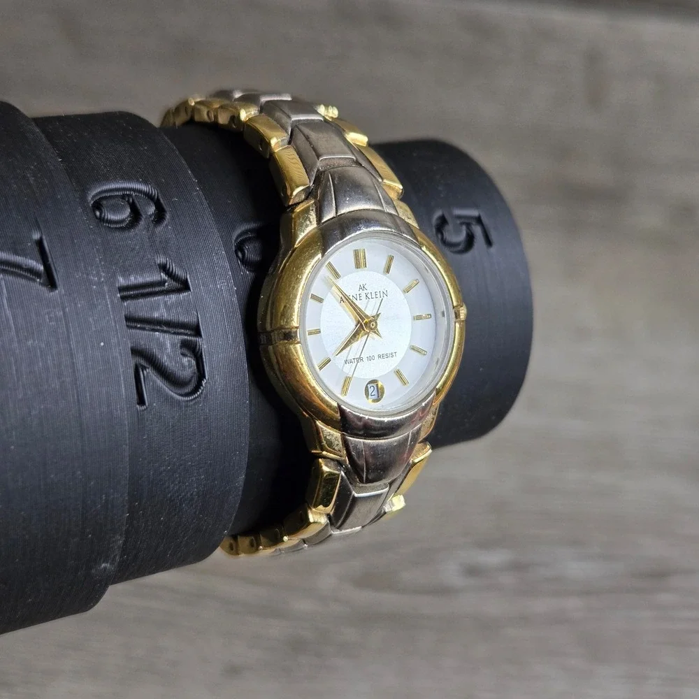 Anne Klein Women's Two Tone Watch Stainless Steel 10/6229 Date New Battery Vtg